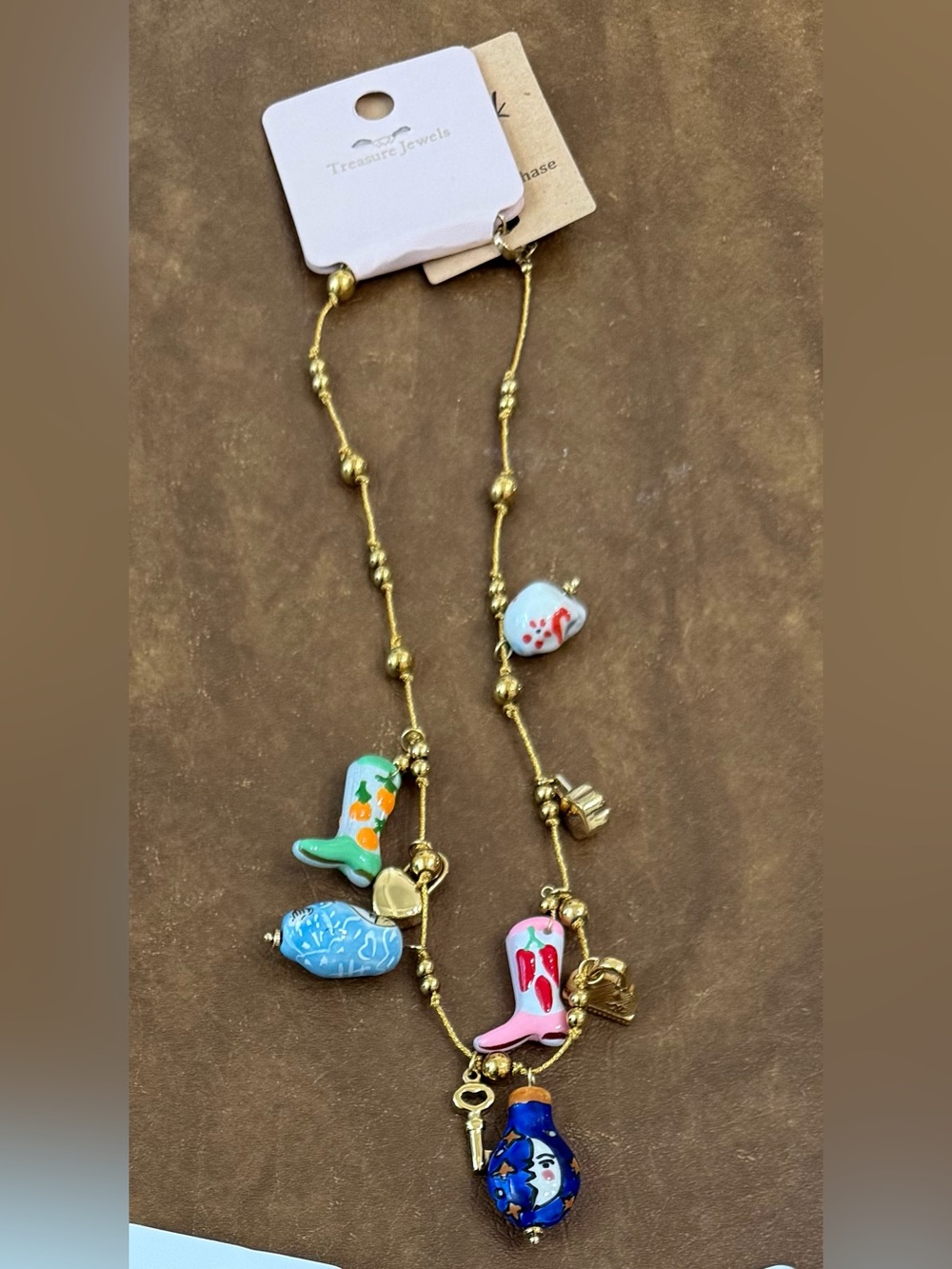 NWT by Treasure Jewels Gold-Tone Western Charm Necklace